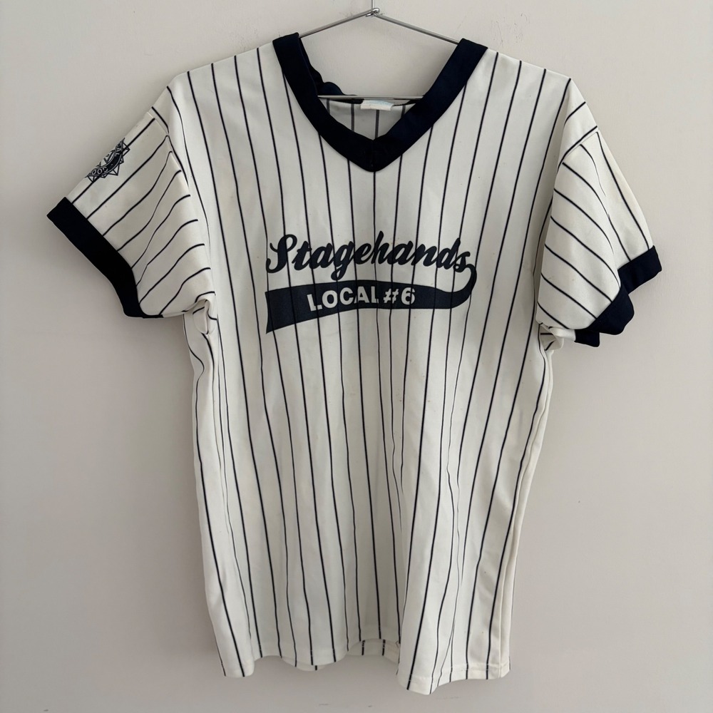 Vintage Empire Union Made Stagehands Local 6 Baseball Jersey White Blue Medium